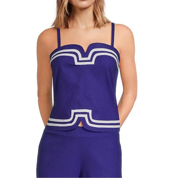 Avignon Stretch Linen Square Neck Sleeveless Coordinating Top - Picture 1 of 3